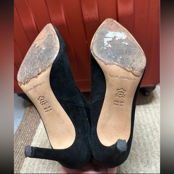 Black Via Spiga Leather Stiletto Booties - 9 - Picture 5 of 5